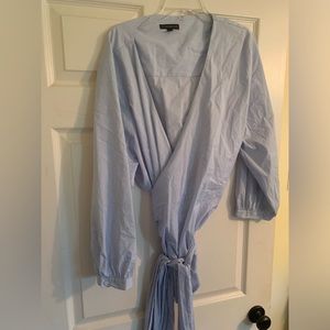 Blue and white checkered wrap top size 26